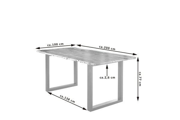 #naturfarben #200x100 #u-gestellsilber