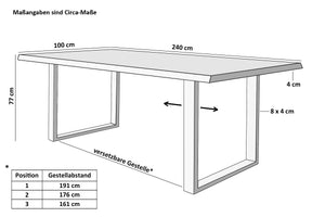 #holzwildeiche-optik #240x100 #u-gestellsilber