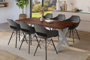 #holznussbaum-optik #220x100 #x-gestellsilber