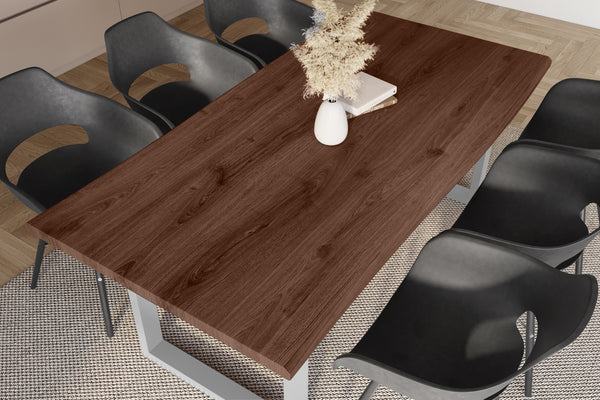 #holznussbaum-optik #180x90 #u-gestellsilber