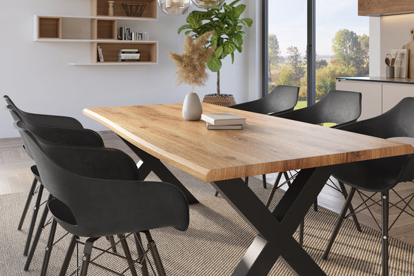 #holzwildeiche-optik #240x100 #x-gestellschwarz