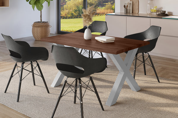 #holznussbaum-optik #160x85 #x-gestellsilber