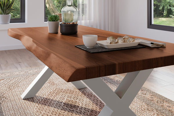 #akazienussbaumfarben #180x90 #x-gestellsilber