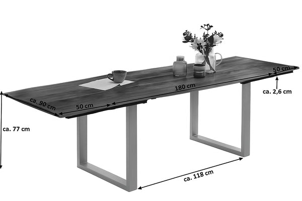 #naturfarben #180(280)x90 #u-gestellsilber