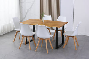 #holzwildeichen-optik #220x100 #schalenstuhlweiß