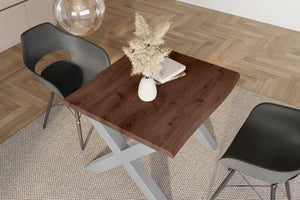 #holznussbaum-optik #80x80 #x-gestellsilber