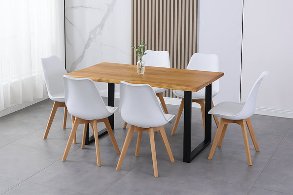 #holzwildeichen-optik #200x100 #schalenstuhlgrau