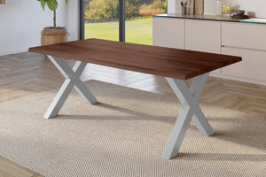 #holznussbaum-optik #200x100 #x-gestellsilber