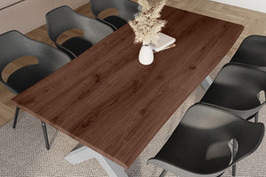 #holznussbaum-optik #180x90 #x-gestellsilber