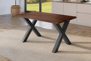 #holznussbaum-optik #140x80 #x-gestellschwarz