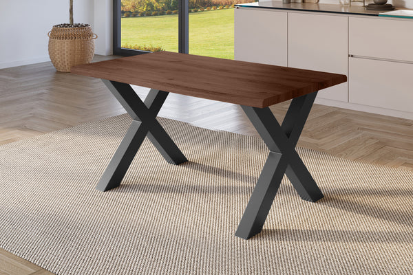 #holznussbaum-optik #140x80 #x-gestellschwarz