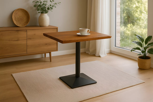 #akazienussbaumfarben #80x60 #säulen-gestelleckigschwarz