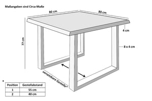 #wildeichenfarben #80x80 #u-gestellweiß