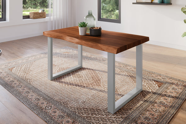 #akazienussbaumfarben #140x80 #u-gestellsilber