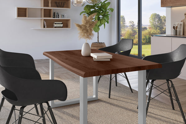 #holznussbaum-optik #140x80 #u-gestellsilber