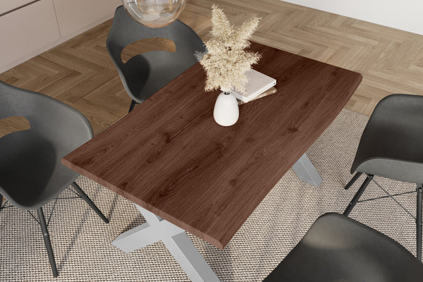 #holznussbaum-optik #140x80 #x-gestellsilber