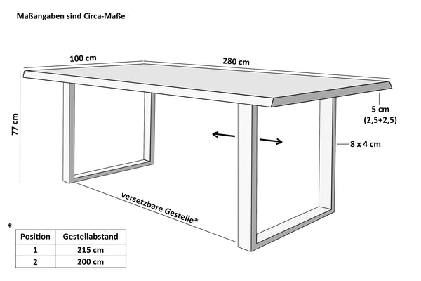 #naturfarben #280x100 #u-gestellsilber