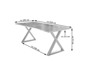#naturfarben #220x100 #x-gestellsilber