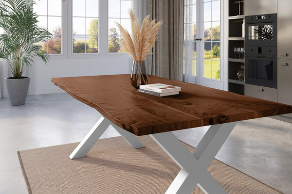 #nussbaumfarben #220x100 #x-gestellsilber
