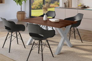 #holznussbaum-optik #140x80 #x-gestellsilber