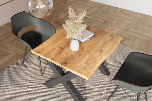 #holzwildeiche-optik #80x80 #x-gestellschwarz