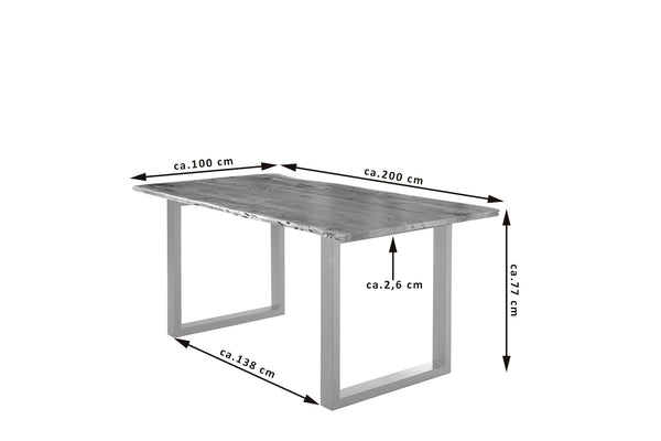#nussbaumfarben #200x100 #u-gestellsilber