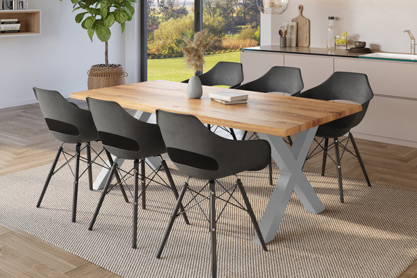 #holzwildeiche-optik #240x100 #x-gestellsilber