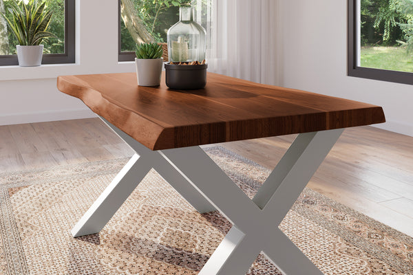 #akazienussbaumfarben #140x80 #x-gestellsilber