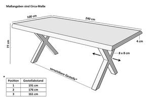 #holzwildeiche-optik #240x100 #x-gestellsilber