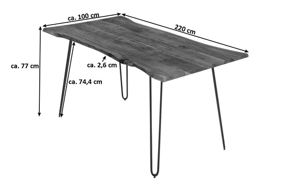 #nussbaumfarben #220x100 #hairpin-gestellschwarz