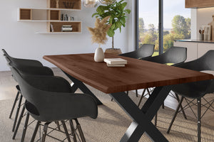 #holznussbaum-optik #220x100 #x-gestellschwarz