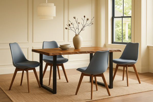 #holznussbaum-optik #140x80 #schalenstuhlgrau