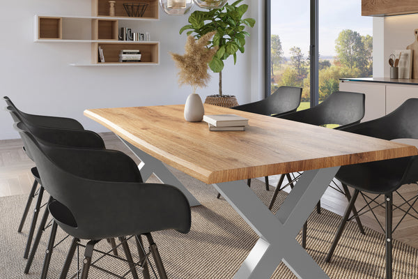 #holzwildeiche-optik #200x100 #x-gestellsilber