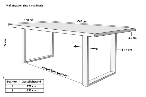 #naturfarben #220x100 #u-gestellschwarz