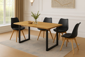 #holzwildeichen-optik #120x80 #schalenstuhlschwarz