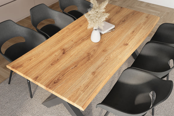 #holzwildeiche-optik #200x100 #x-gestellschwarz