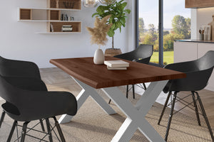 #holznussbaum-optik #120x80 #x-gestellsilber