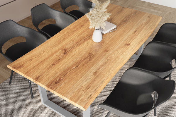 #holzwildeiche-optik #200x100 #u-gestellsilber