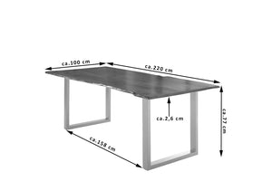 #nussbaumfarben #220x100 #u-gestellsilber