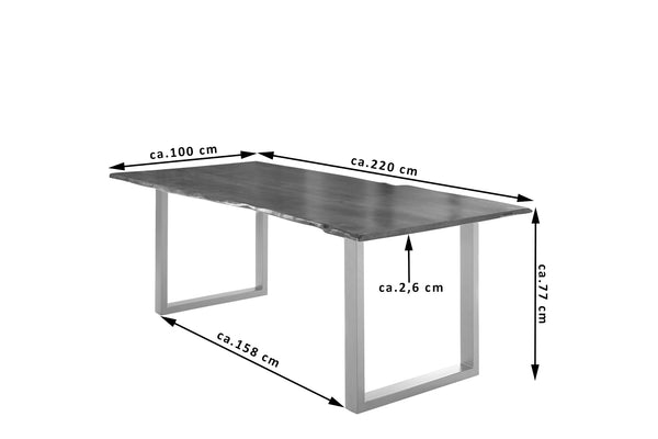 #nussbaumfarben #220x100 #u-gestellsilber
