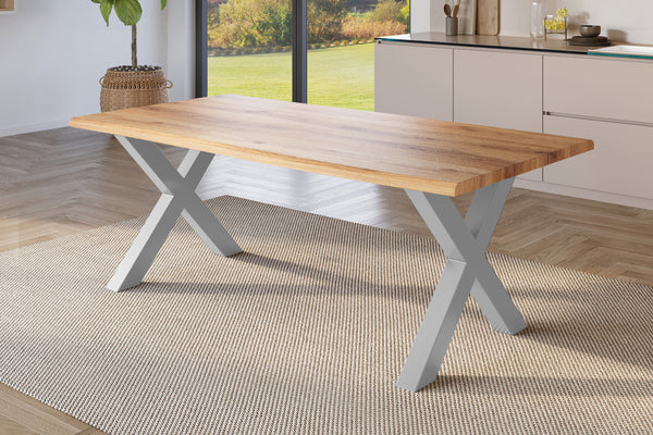 #holzwildeiche-optik #220x100 #x-gestellsilber