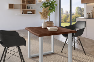 #holznussbaum-optik #80x80 #u-gestellsilber