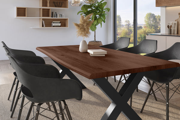 #holznussbaum-optik #180x90 #x-gestellschwarz