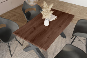 #holznussbaum-optik #140x80 #x-gestellschwarz