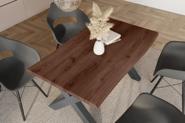 #holznussbaum-optik #140x80 #x-gestellschwarz