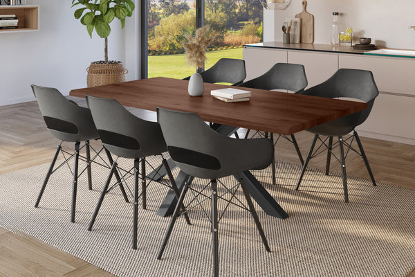 #holznussbaum-optik #180x90 #spider-gestellschwarz