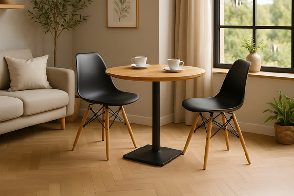 #eichenaturfarbengeölt #90x90 #säulen-gestelleckigschwarz