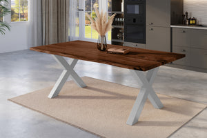 #nussbaumfarben #220x100 #x-gestellsilber