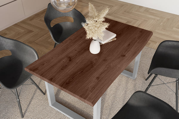 #holznussbaum-optik #120x80 #u-gestellsilber