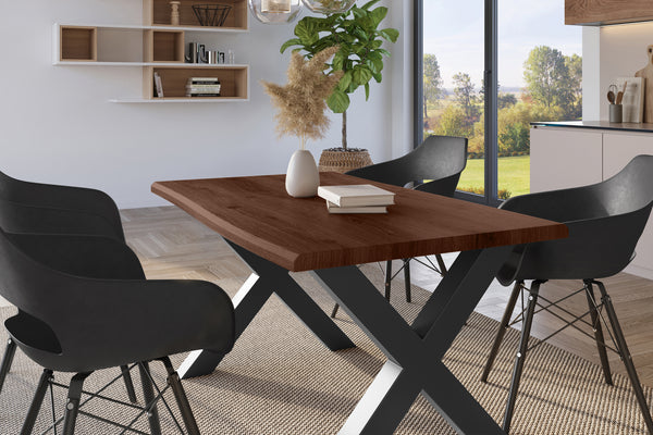 #holznussbaum-optik #140x80 #x-gestellschwarz